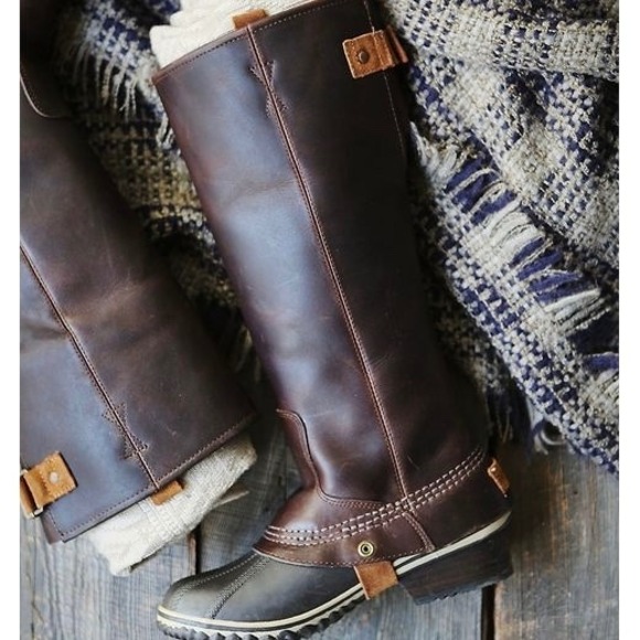 RARE Sorel Slimpack Tall Leather Riding Boots Winter Duck Boots, Nutmeg (Sz 9) - Picture 12 of 15